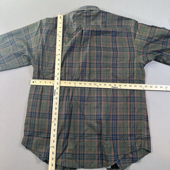 Brooks Brothers 1818 Dress Shirt Size M Green/Brown Regular Fit Non Iron Plaid - Picture 3 of 4